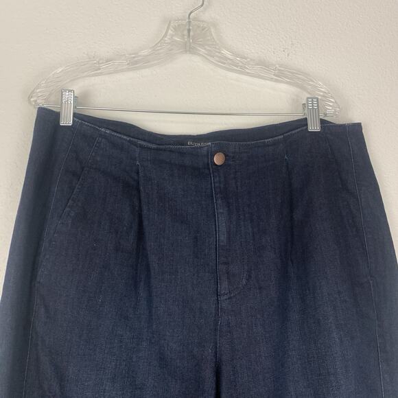 Eileen Fisher Jeans Womens 14 Pleated Front Tapered Ankle Leg Dark Wash Organic - Picture 2 of 9